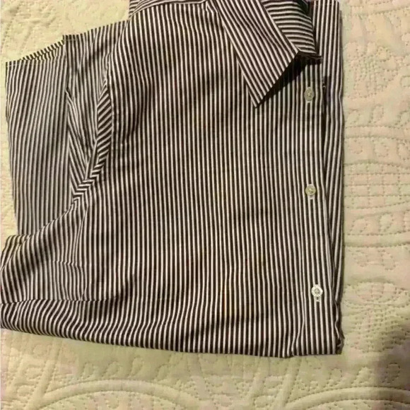 Preowned Lauren Ralph Lauren Button Down Shirt w/Burgandy/White Stripes size 2x - Picture 6 of 9